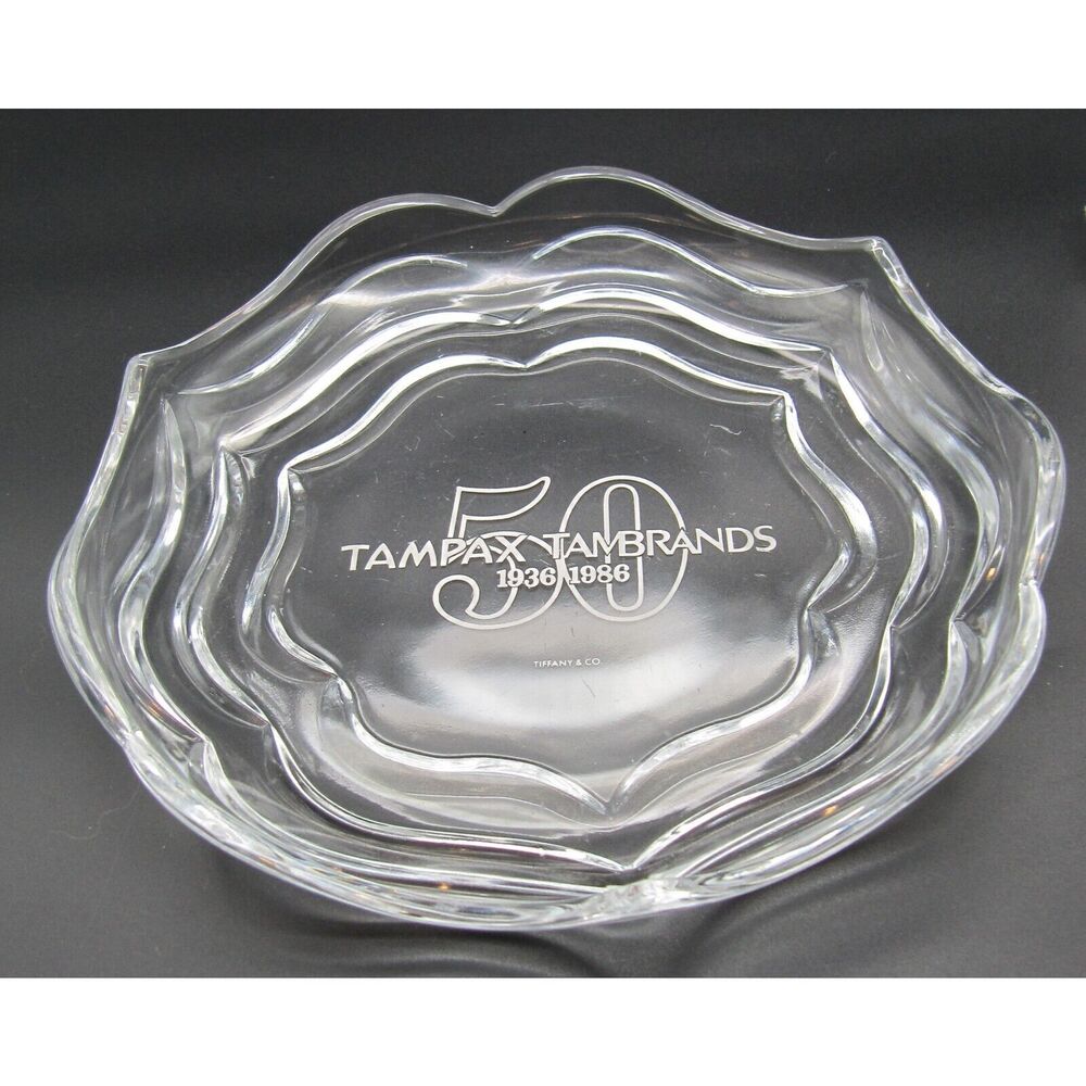 COPY - Unusual Tiffany & Co Tampax 50th Anniversary Tiffany Crystal Plate 1936-…